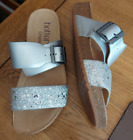silver with sparkle slipon sandels size 4 std fit worn once
