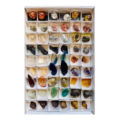 54-Piece Rough Mineral and Crystal Collection Box – Gemstone Specimens - Image 1 of 4