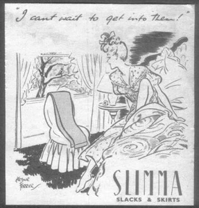 SLIMMA Slacks - Arthur Ferrier Art. Original 1948 Advert. Free p&p - Picture 1 of 1