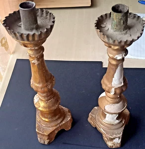 ARTE SACRA CANDELIERE CANDLE RESTORATION LEGNO DORATO WOOD HOLY ANTIQUE ART LAMP - Foto 1 di 5