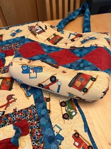 HANDMADE TRACTOR BLANKET PLAY MAT 44" X 44" WITH CARRYING TOTE PURSE - Picture 1 of 5