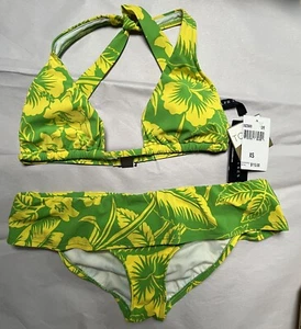 NWT RALPH LAUREN TOUCH WOMEN GREEN/YELLOW BIKINI BATHING SUIT SWIMWEAR XS $112 - Picture 1 of 2