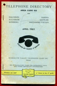 Agenda telefónica 1963 April Bulverde Smithson Valley Sattler Sabina Kenberg Texas - Imagen 1 de 3
