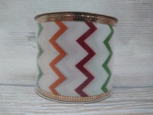 New Fall Chevron Print 2.5" x 9 FT Wired Edge Autumn Halloween Craft Wreath Bows - Picture 1 of 10