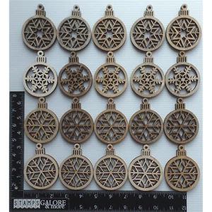Laser Die Cut Custom Wood Designs 20 WOOD ROUND SNOWFLAKES CHRISTMAS ORNAMENTS - Imagen 1 de 5