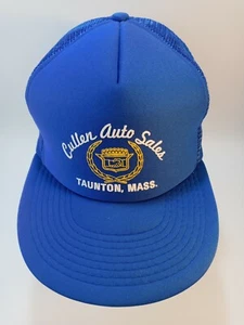 VTG Cullen AUTO SALES Cadillac Snapback Trucker Hat Baseball Cap. Taunton Mass - Picture 1 of 4