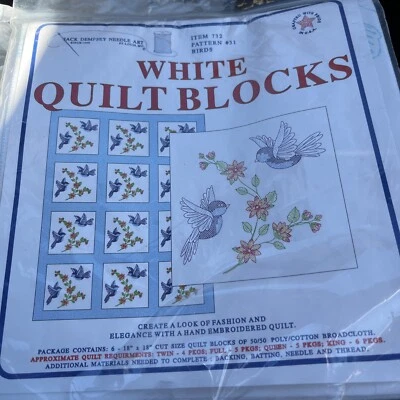Stamped Quilt Blocks for Embroidery - Birds - Image 1 of 3