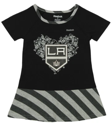 Vestido Reebok NHL Little Girls Los Angeles Kings elegante cintura caída, negro Foto 1 de 2