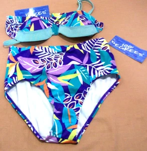 WOMENS SIZE S (4-6) 100 DEGREES 2-PC BRALETTE TOP & BOTTOM SET SWIMSUIT NWT - Picture 1 of 7