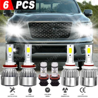 PARA Nissan Titan 2004-2018 6000K Faro LED + Luz Antiniebla 6x Bombillas Combo Kit Foto 1 de 4