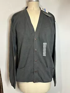 Cardigan maglione manica lunga taglia XL con bottoni Oscar De La Renta grigio nuovo con etichetta - Foto 1 di 5