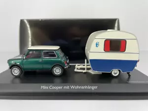 Schuco Mini Cooper with Caravan 1:43 450241500 - Picture 1 of 1