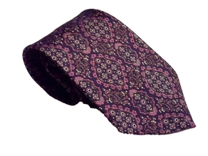 PAISLEY Pattern 100% Silk Tie Black Purple 56" x 4" By Black Smith - Picture 1 of 4