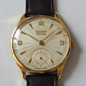 CAUNY-PRIMA-JUMBO-MANUALE-CALIBRO UT 498-PLACCATO-FIRMATO-OVERSIZE-40 MM-RARO - Picture 1 of 24