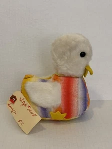 Peluche vintage de pato multicolor sin marca muestra de fábrica 1976 - Imagen 1 de 10