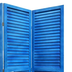 3 Panel Light Blue Shutter Screen Room Divider - Picture 1 of 5