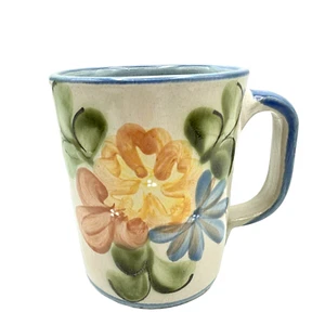 Taza de té de café con flores florales pintada a mano de gres de colección - Imagen 1 de 6