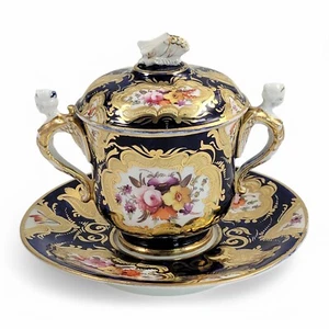 Regency Coalport Pembroke chocolate cup & saucer, 1810, winged harpy handles - Picture 1 of 19