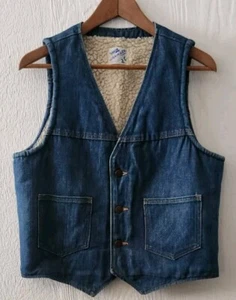 Vintage 70er Erwachsene Unisex Wrangler Denim Sanfor-Set Sherpa gefütterte Jeansweste hergestellt in den USA - Bild 1 von 7