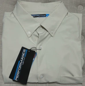 NWT Roundtree & Yorke Performance L stone long sleeve button up shirt mens - Picture 1 of 10