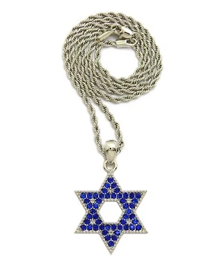 Colgante Estrella de David Caja 24", Cubano, Cadena Cuerda Hip Hop Collar XSP596 Foto 1 de 2