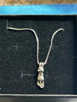 Colar de gato "pendurado" banhado a ródio 0,925 prata esterlina - Imagem 1 de 2