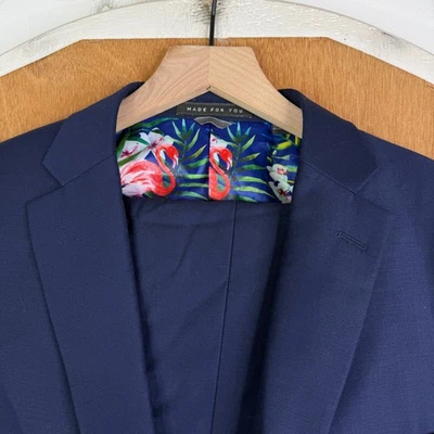 Traje Indochino Para Hombres 44R Azul Marino 2 Botones 100% Lana Pantalones 40x32 Planos NUEVO SIN ETIQUETAS Foto 1 de 4