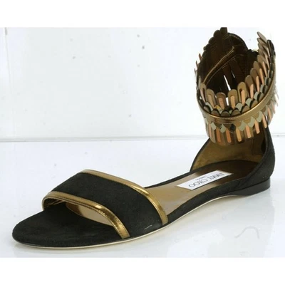 Jimmy Choo Kimro Fringe Ankle Strap Flat Sandals Size 38 Women's $995 NIB Toe - Image 1 of 4