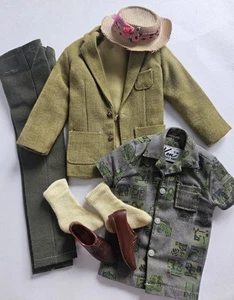VTG Ken Dreamboat #785 COMPLETE Outfit Olive Green Suit Straw Hat with Feather  - Picture 1 of 19