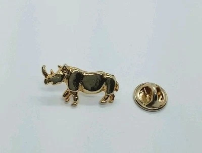 Prendedor sombrero solapa recuerdo animal safari rinoceronte tono dorado #328 Foto 1 de 2