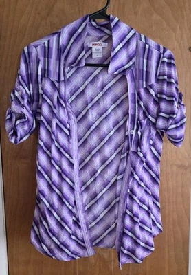 Camisa Junior Bongo Ligera Púrpura a Cuadros Abotonada, Talla L Foto 1 de 4