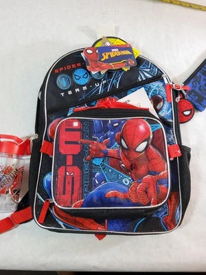Marvel Spiderman 5 Piece School Backpack Set with Lunch Box Pencil Case NEW - Image 1 of 4