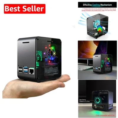 Aluminum Raspberry Pi 4 Case with Air Cooling Fan & Color Changing RGB Light - Image 1 of 4