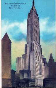 NEW YORK CITY - Bank Of The Manhattan Co. Wall Street Postcard - Picture 1 of 2