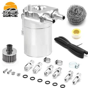Universal Oil Catch Can Kit Reservoir Baffled Tank with Breather Filter Aluminum - Picture 1 of 12