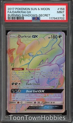 PSA 9 Pokemon - Darkrai GX 158/147 Secret Rare - Sun & Moon Burning Shadows - Image 1 of 2