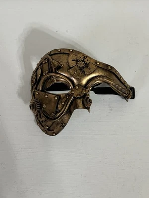 Mascarada Máscara de Baile Hombres Media Máscara Steampunk Oro Oscuro Ajustable Foto 1 de 4