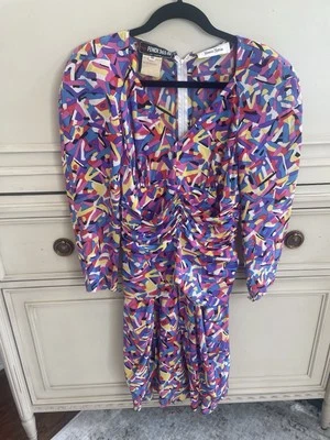 Vestido Vintage Fendi 365 Nieman Marcus Estampado Vibrante Seda Talla 46 WOW Colorido Foto 1 de 4