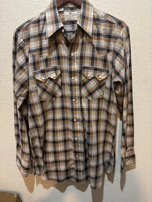 Camisa Vaquera De Colección Dee Cee Cuadros Perla Occidental Botón a Presión L/S Para Hombre L Foto 1 de 4