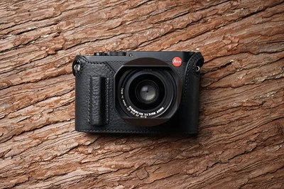 Genuine Real Leather Half Camera Case Bag Cover for Leica Q2 Black Handle - Image 1 of 4