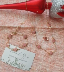 Pink Inspired Necklace Earring Set Jewelry - Picture 1 of 4