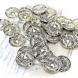 10 pc Silver Coin Charms, Silver Coins 1.5 cm Turkish Jewelry, Rustic Coins - Picture 1 of 3