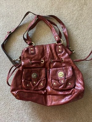 London Fog Large Patent Leather W/ Cinch Burgundy Bag - Image 1 of 4
