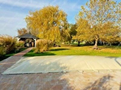 PLANENMACHER.COM Aufblasbare Poolabdeckung Poolplane Poolcover, Schwimmbad Rechteckig 1360 g/m²