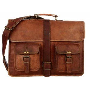 Leather Bag Vintage Brown Messenger Bag Shoulder Laptop Handmade Bag  - Picture 1 of 10