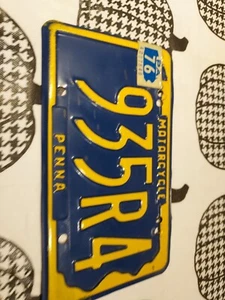 1976 Pennsylvania Pa Penna License Plate Motorcycle Metal Orginal 935R4 - Picture 1 of 7