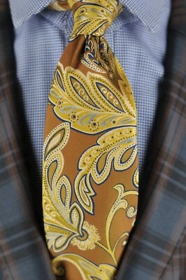 Corbata Lord R Colton Masterworks - Corbata de seda floral dorada romana Patras - Nueva Foto 1 de 4