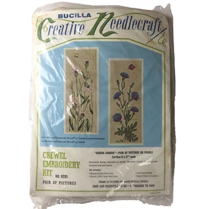Bucilla Needlecraft Kit Serene Garden Pair 15" x 37" Each Crewel Embroidery NEW - Picture 1 of 2