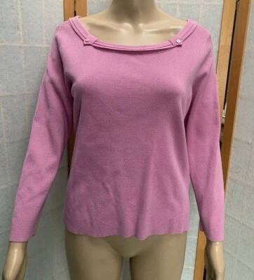 Sigrid Olsen~Boat Neck Sweater~ Pink/Lavender~Size~Petite M~ 3/4 Sleeve~74% Silk - Image 1 of 4