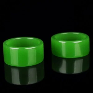 Natural Green Hetian Jade Rings Women Men Fine Jewelry Charms Wedding Bands Ring - Picture 1 of 24